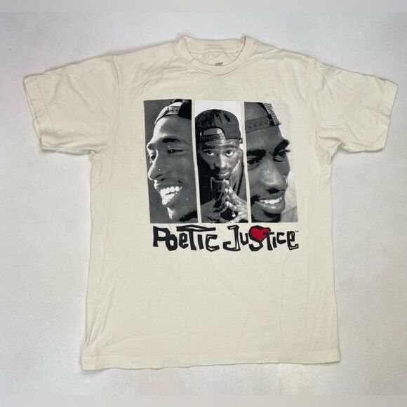 Poetic Justice 2pac Tupac Shakur Movie Graphic T-shirt Women Medium Cream - Picture 1 of 5